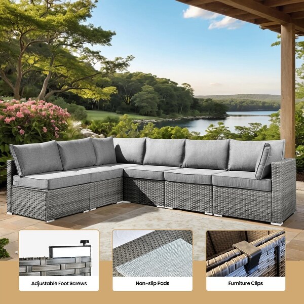 XIZZI 9-Piece Outdoor Furniture Sectional Swivel Chair Set - Bed