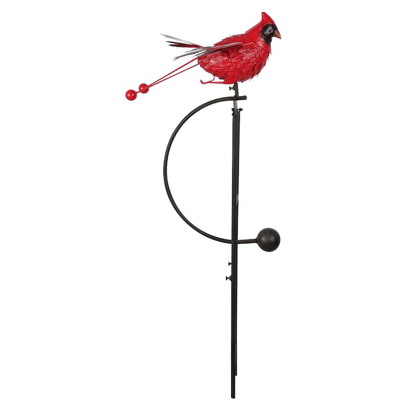 Alpine Corporation NCY408 Metal Rocking Cardinal Stake, Stylish Decor for Garden, Patio, & Lawn 59"H Red