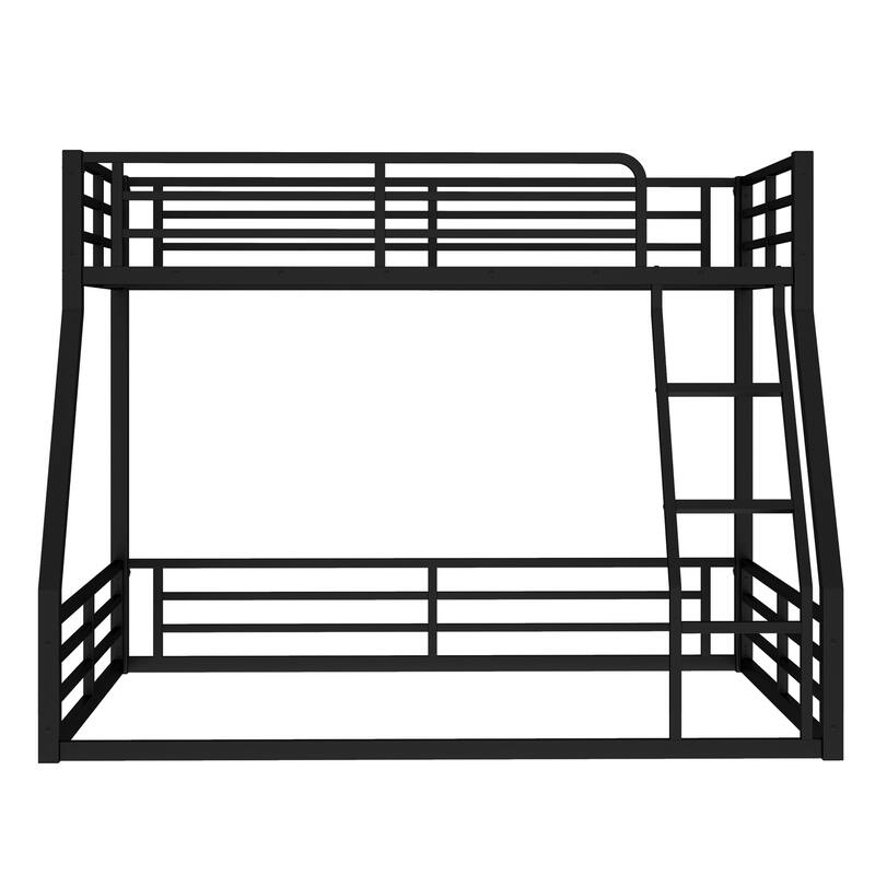 Metal Bunk Bed, Twin XL over Queen Floor Bunk Bed Frame, Heavy-Duty Bunk Bed for Kids, Teens, Adults, Noise-reduced Design
