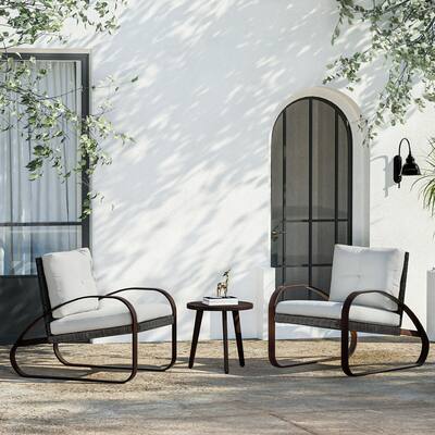 COSIEST Outdoor 3-Pieces Aluminum Club Arm Chair Sets with Coffee Table