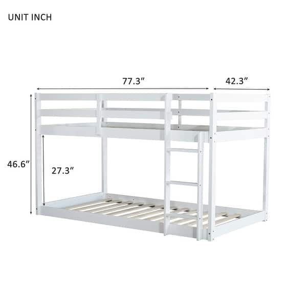 dimension image slide 0 of 4, Artsy Solid Wooden Twin over Twin Bunk Bed with Ladder, Upper and Bottom Bed Platforms crafted with Strengthened Slats