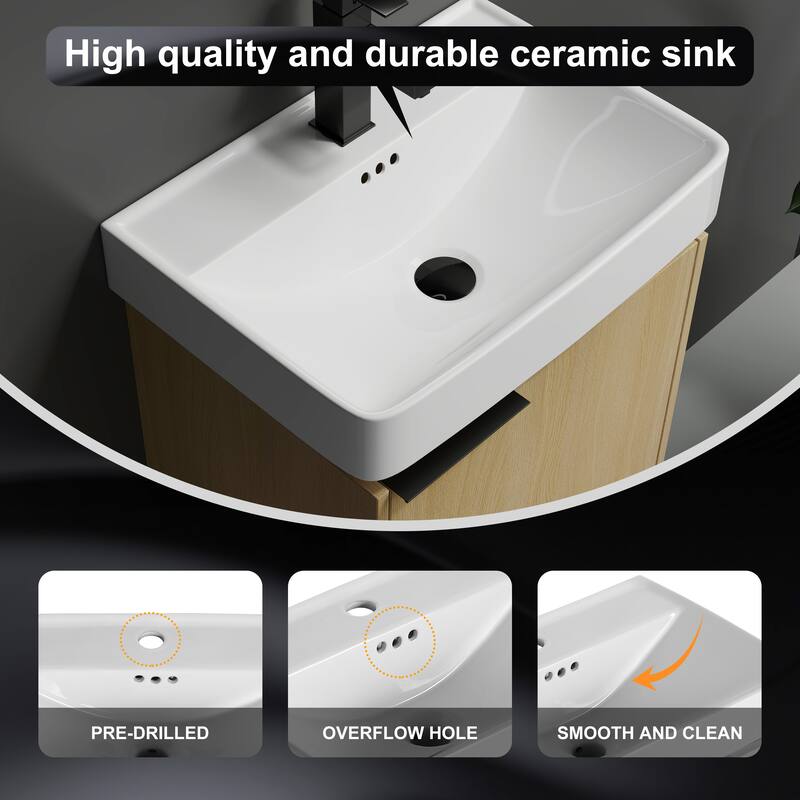 Plywood Wall-Mounted Bathroom Vanity with Integrated Resin Sink