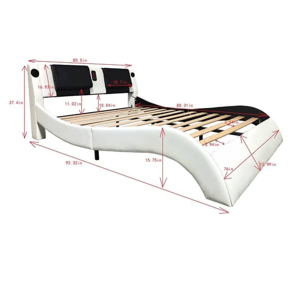 dimension image slide 1 of 4, Luxurious Modular Smart Bed with Bluetooth Speaker System and Vibration Massage- Queen/king Size