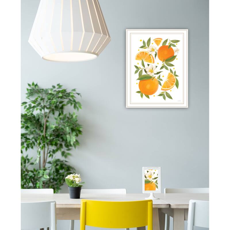 TrendyDecor4U Contemporary "Citrus Orange Botanical" Framed Print Wall Art