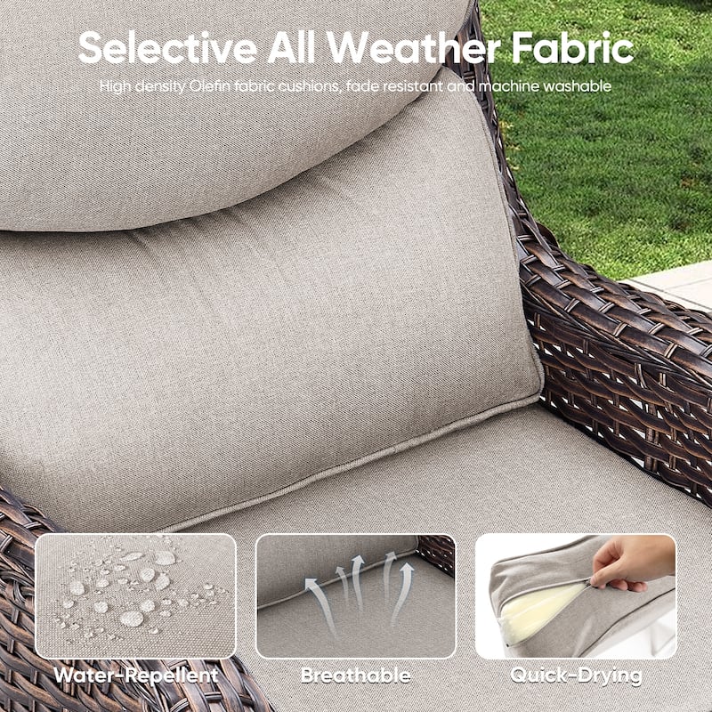 Outdoor Gliders Swivel Chairs Patio Chairs with 5-Inch Thick Cushions