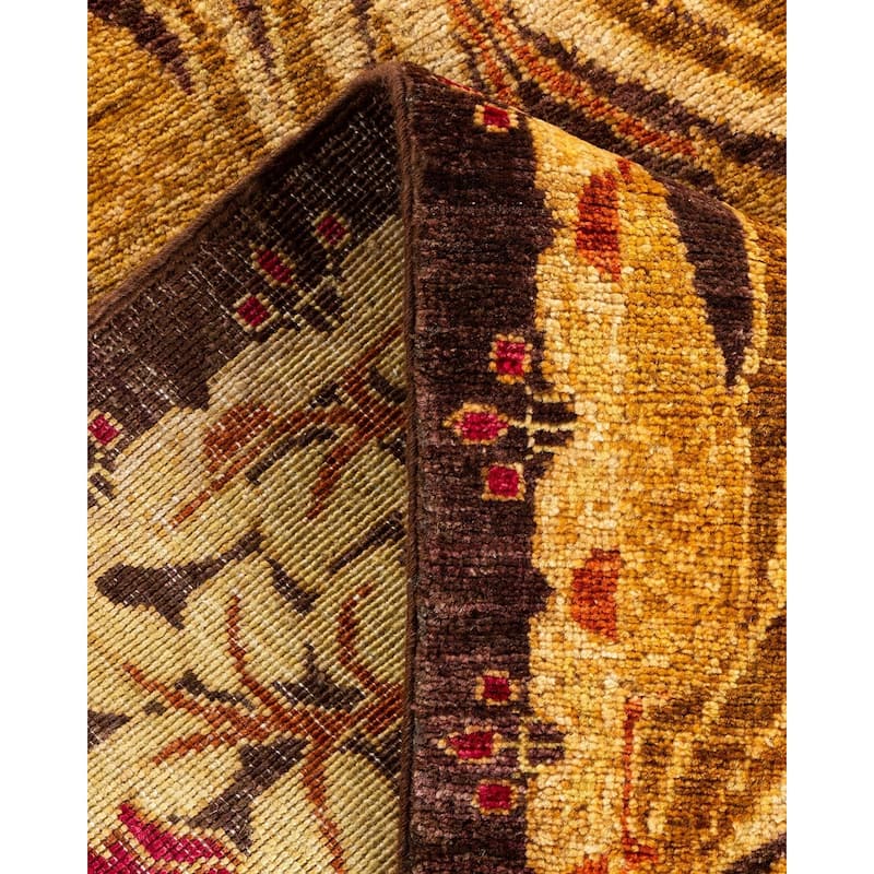 Overton Hand Knotted Wool Vintage Inspired Modern Contemporary Arts & Crafts Beige Runner Rug - 2' 4" x 9' 9"