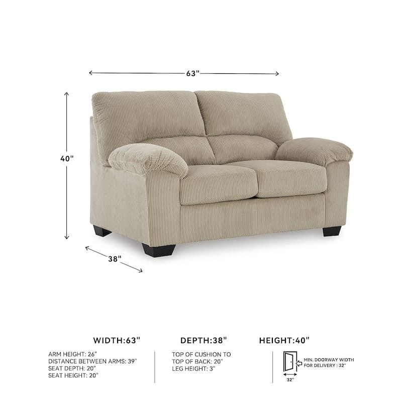 Signature Design by Ashley SimpleJoy Loveseat - 63"W x 38"D x 40"H