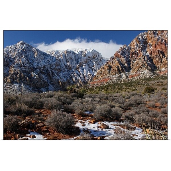 "Snow-capped mountains at Red Rock canyon near Las Vegas, NV." Poster Print