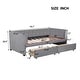 preview thumbnail 5 of 31, Twin Size Upholstered Daybed with Stripe Headboard and 2 Storage Drawers, Velvet Daybed Sofa Bed for Teens Bedroom