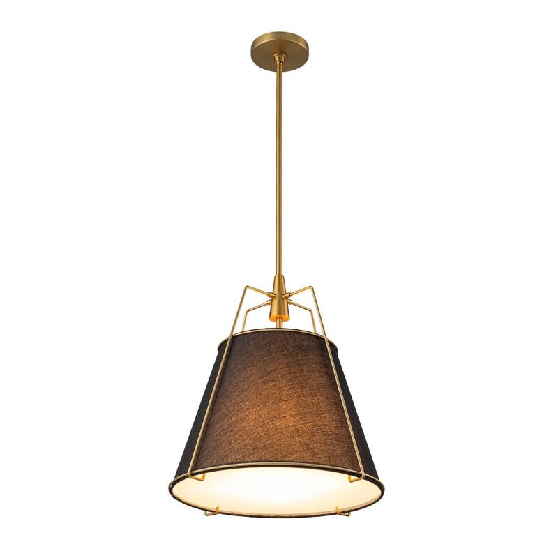 Mid Century 4-Light Conical Fabric Shade Lantern Pendant Ambient Light