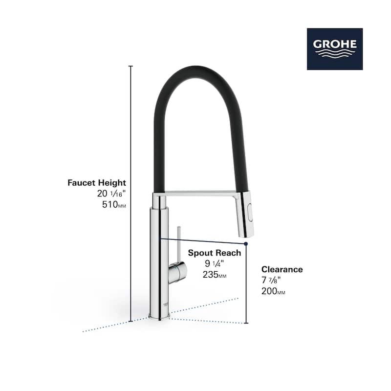 Grohe Pre-Rinse Spray Kitchen Faucet with Locking Push Button Control