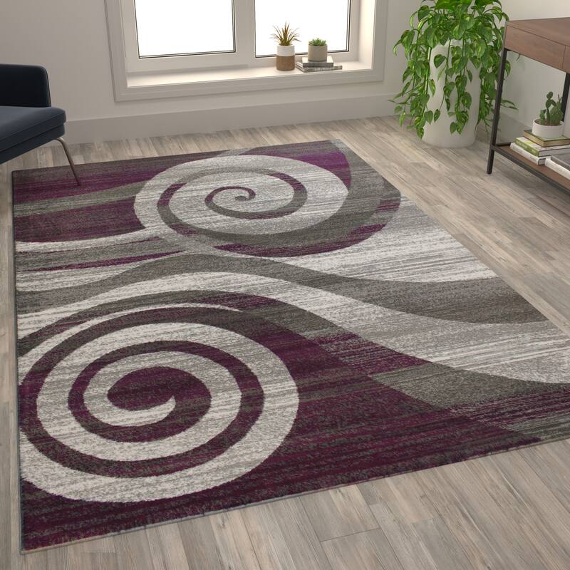 Modern Swirl Design Olefin Area Rug