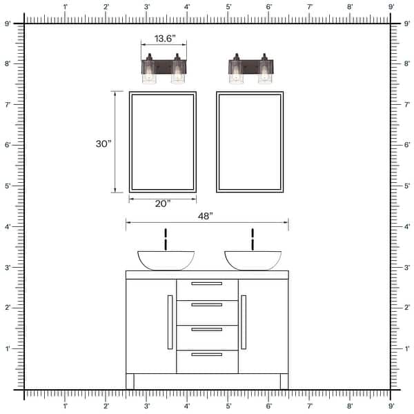 dimension image slide 12 of 26, Bathroom Vanity Light Fixtures - Farmhouse Wall Light for Bathroom