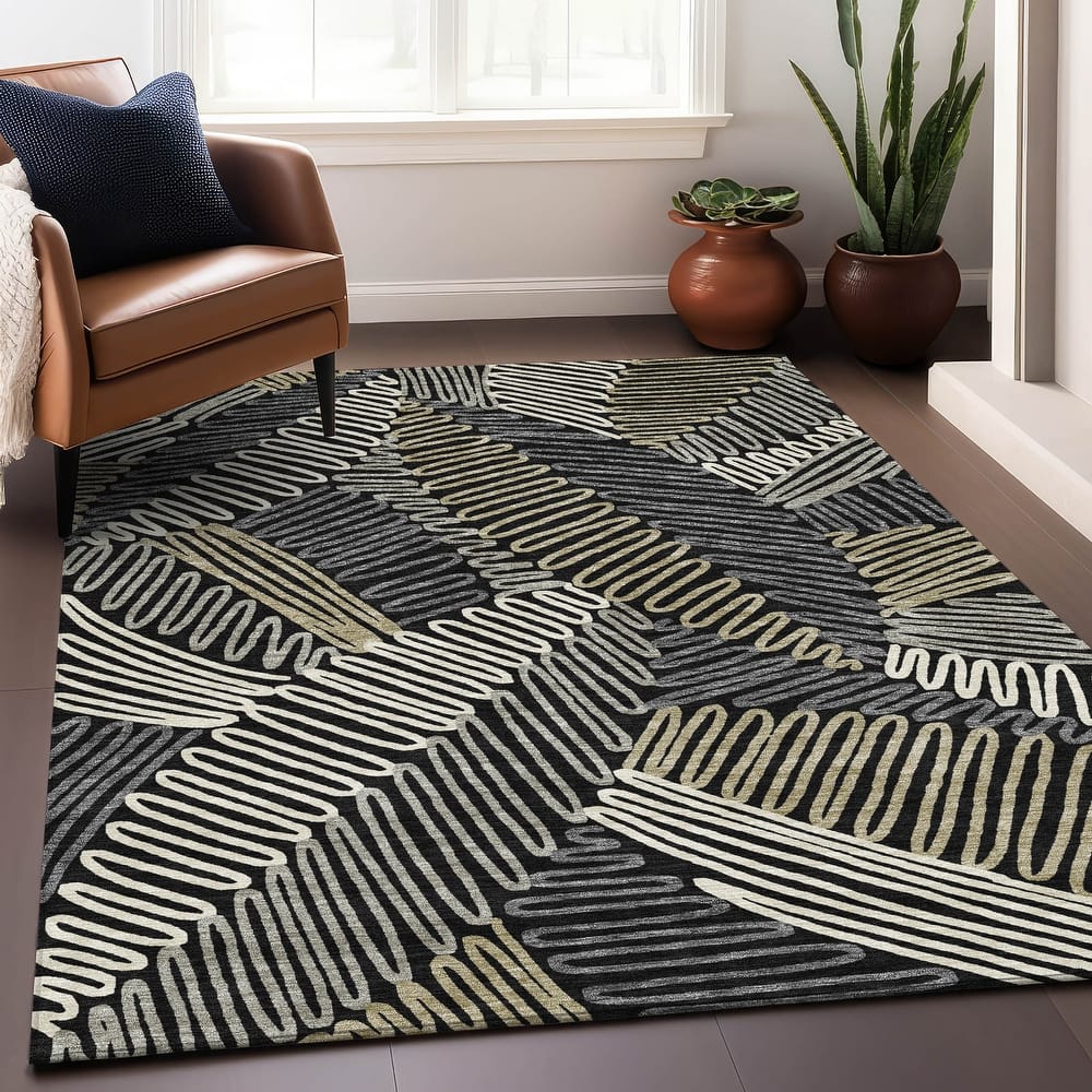 Premium Washable Super Soft Contemporary Leaf Mayfield Rug