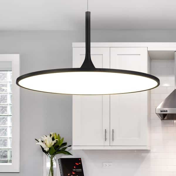 slide 2 of 11, VONN Lighting Salm 24" ETL Certified Integrated LED Disc Adjustable Chandelier Black - 24"L x 24"W x 120"H