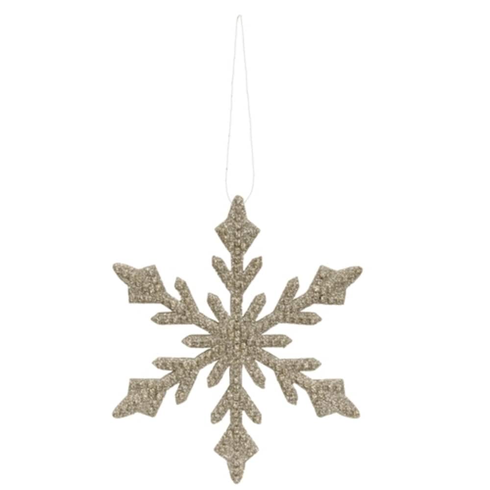 Diamond Platinum Snowflake Ornament with Rhinestones 8 Inch Holiday Tree Decor Lightweight Filigree Cut Design - 8"