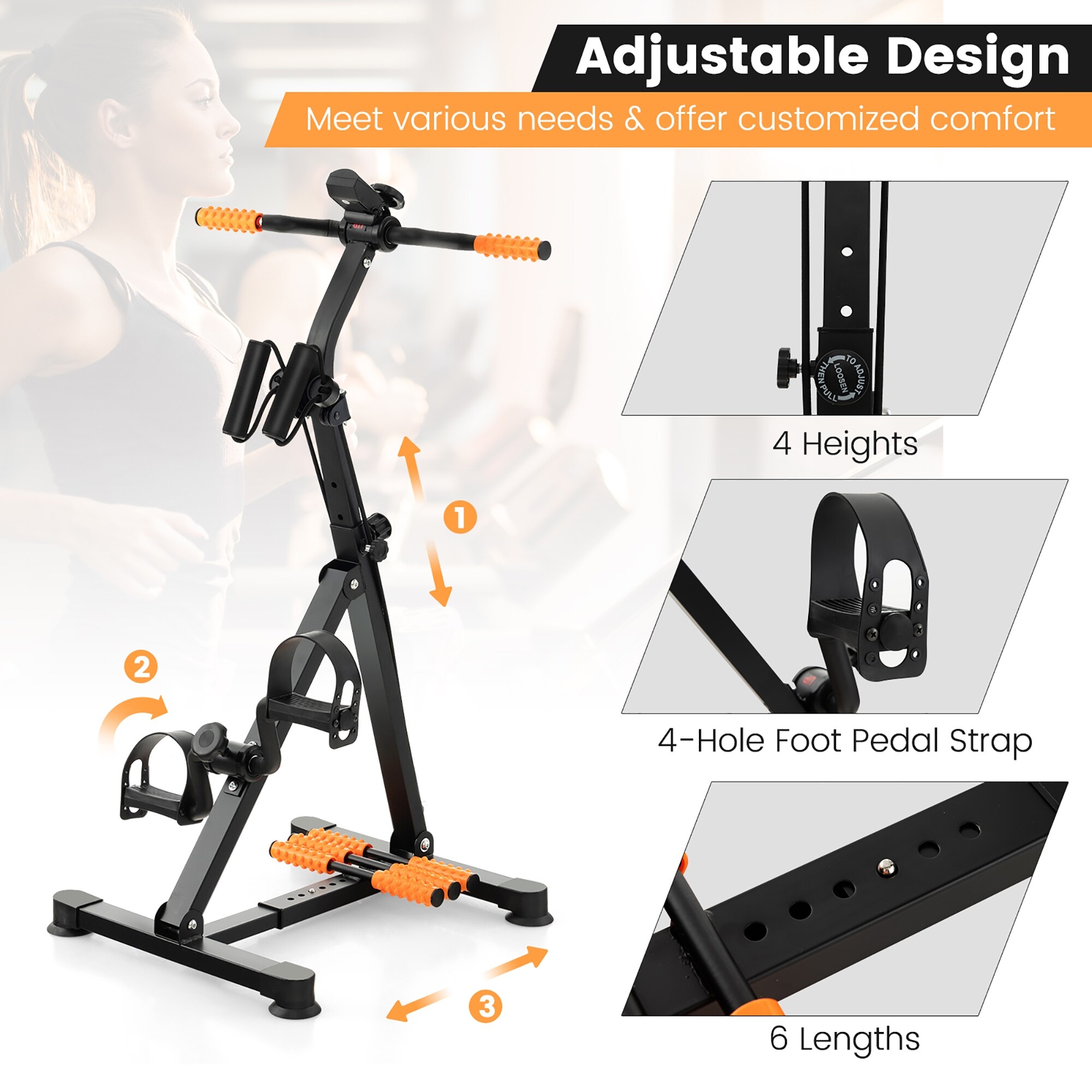 Costway Adjustable LCD Pedal Exercise Bike with Massage Total Body