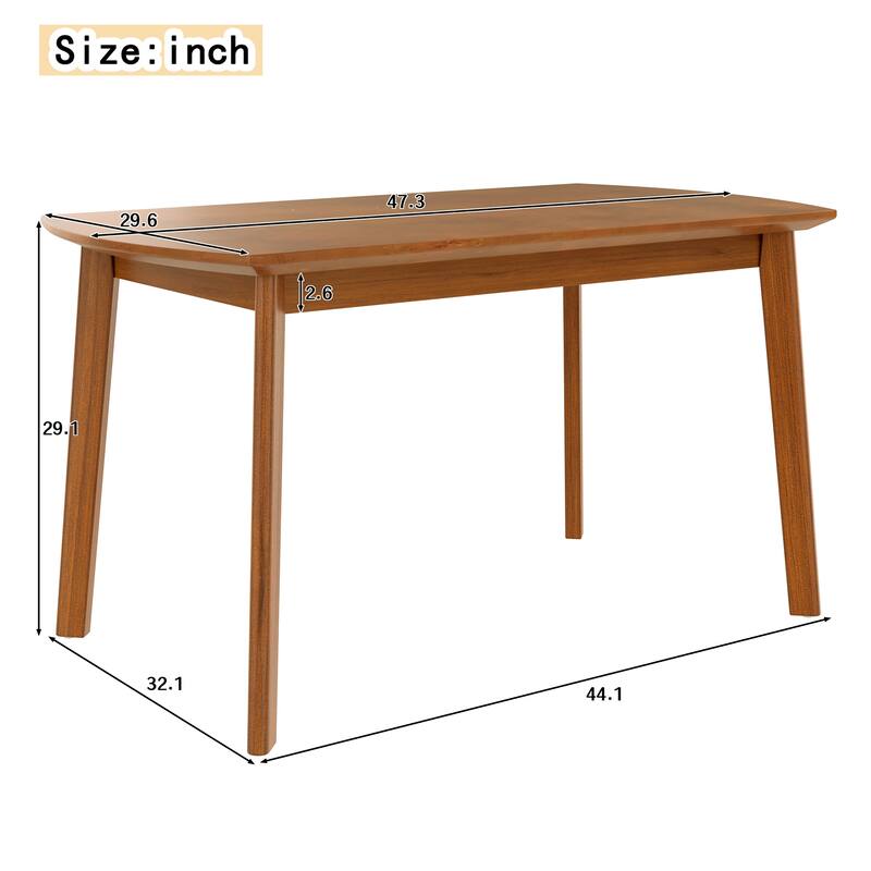 47" Modern Rectangular Wood Dining Table with Legs for 4