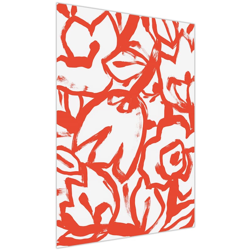 Empire Art Direct Scarlet Blooms I Floral Printed Tempered Glass Wall Art