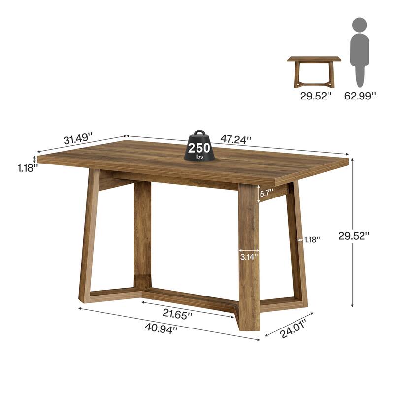 47-Inch Home Office Desk, Farmhouse Wood Executive Desk