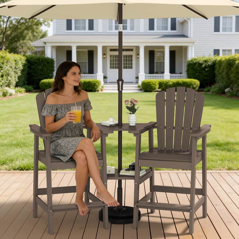 Outdoor Tall Adirondack Chair Set of 2 with Connecting Tray