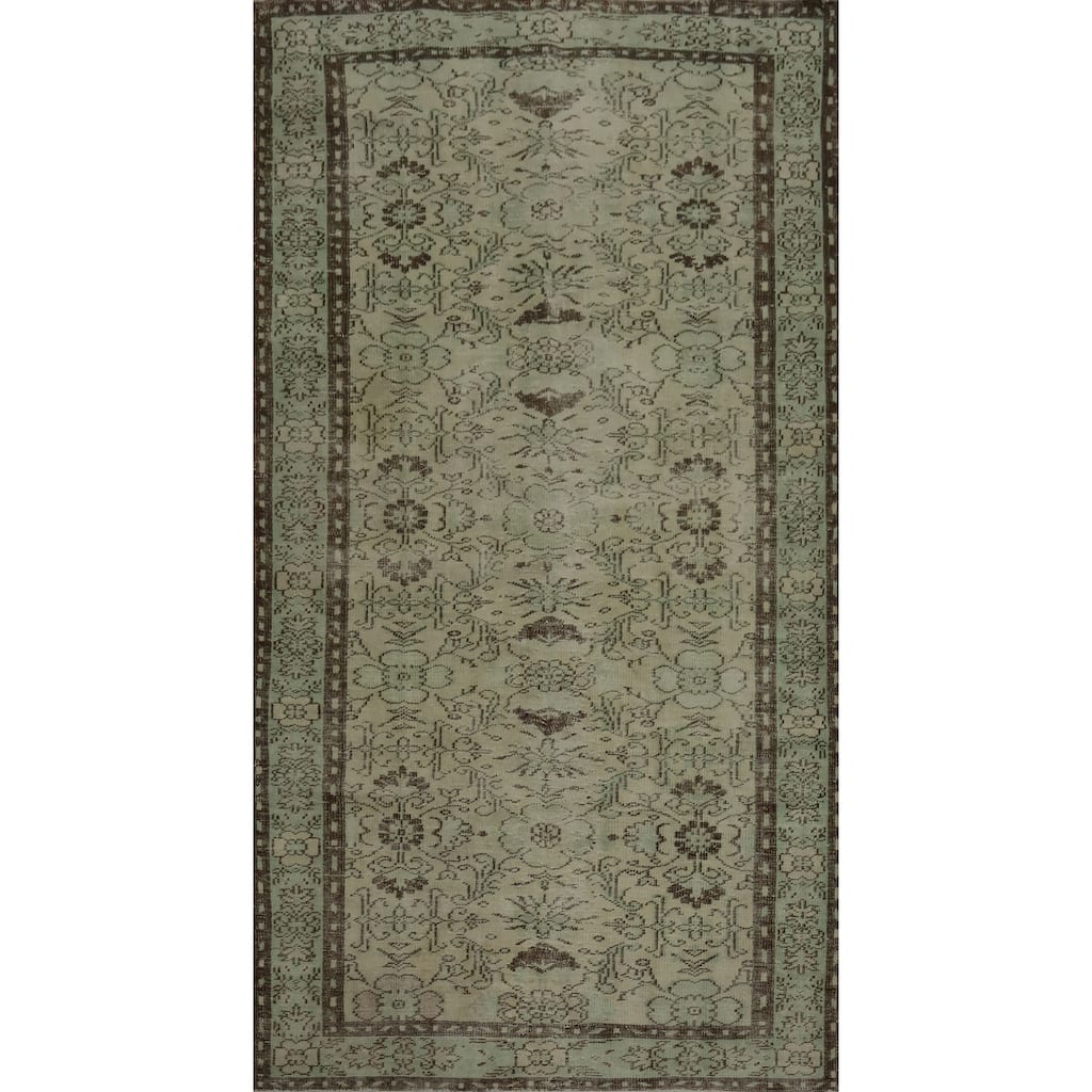 Hand Knotted Oriental 100% Wool Carpet Transitional Floral Green Anatolian Area Rug - 9' 4'' X 5' 2''