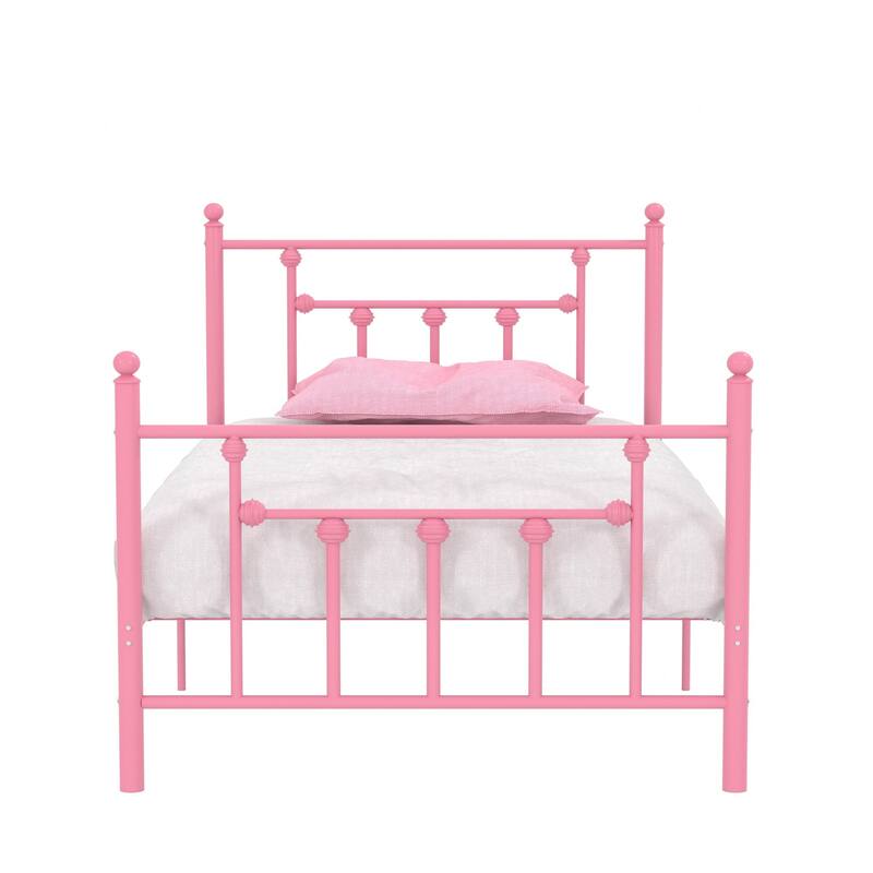14 Inch Metal Victorian Platform Bed Frame with Headboard and Footboard, Heavy Duty Mattress Foundation with Steel Slats Support