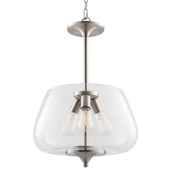 Modern Glass Pendant Light 3 light modern fishbowl glass pendant light with nickel brushed finish