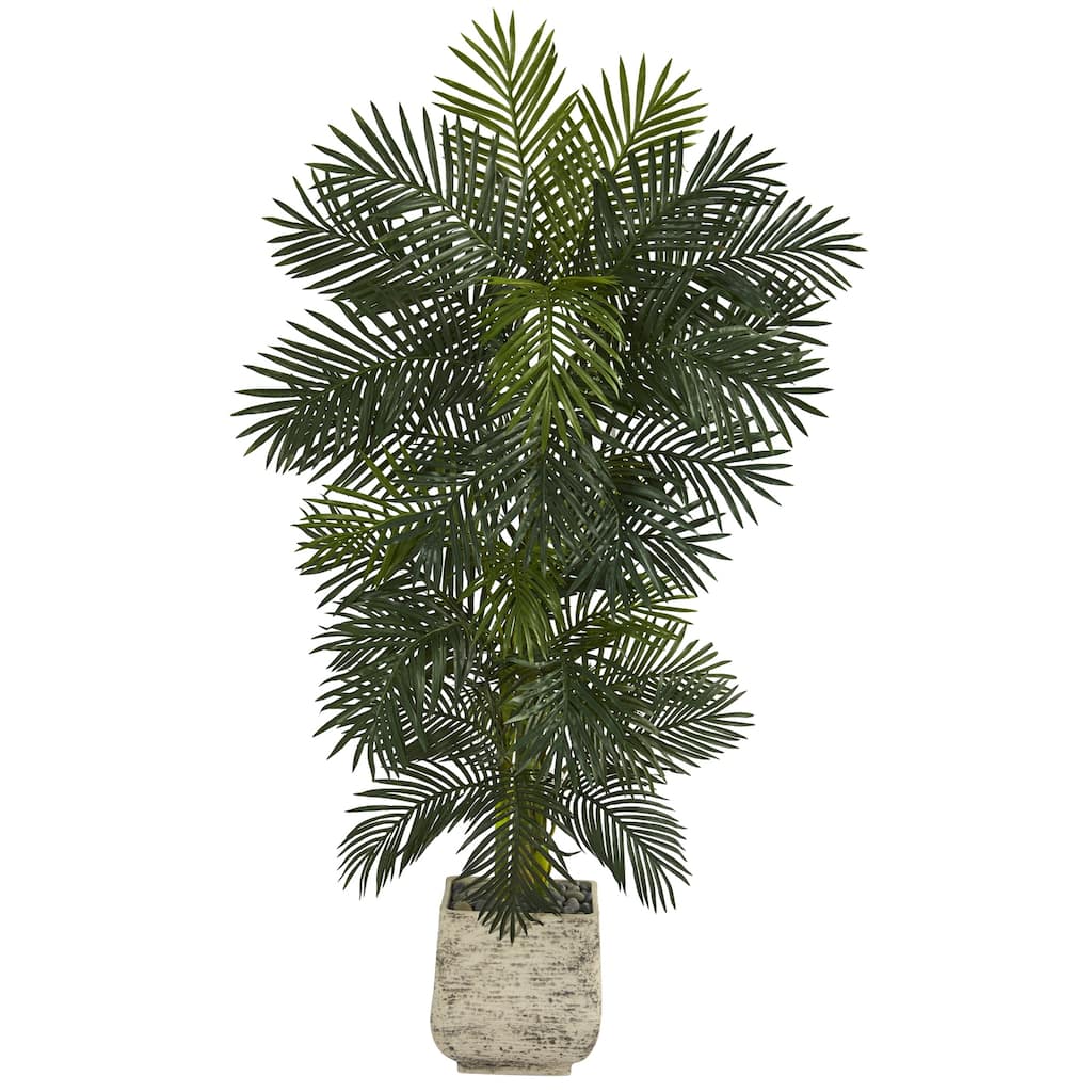 Artificial Palm Tree 6.5ft Indoor Outdoor Tree in Planter - Green