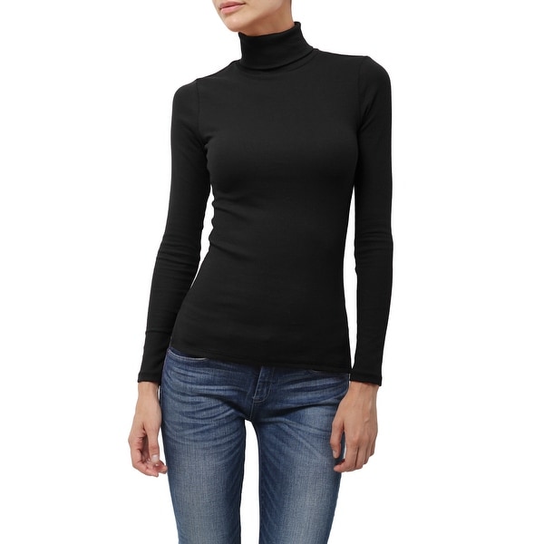 NE PEOPLE Womens Lightweight Basic Long Sleeve Turtleneck Ribbed Shirt