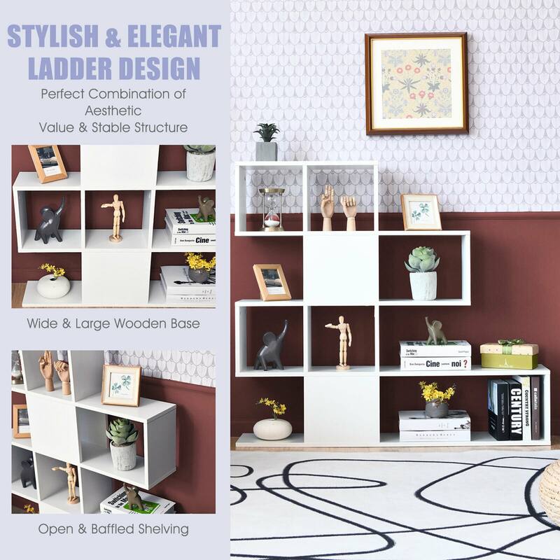 Gymax 5-Tier Bookshelf Corner Ladder Bookcase Display Storage Rack - See Details