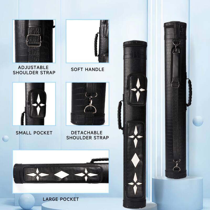 GSE™ 2x2 Oval Deluxe Hard Billiard Pool Cue Stick Carrying Case, Billiard Cue Case Holds 2 Butts/2 Shafts (4 Colors)