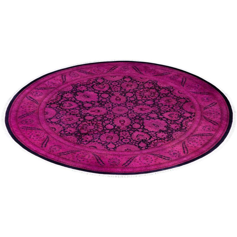 Overdyed One-of-a-Kind Hand-Knotted Area Rug - Purple - 7' 1" x 7' 1"