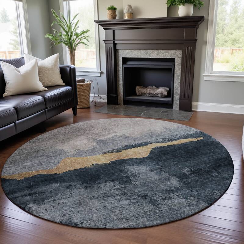 Premium Washable Super Soft Modern Chic Mayfield Rug - Blue - 8' x 8'