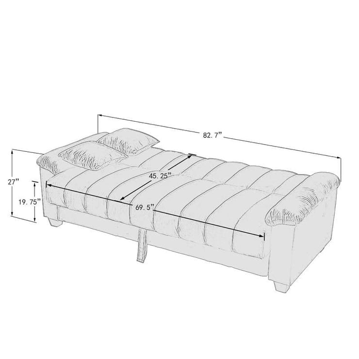 82.7'' Velvet Storage Convertible Sofa Sleeper Couch with 2 Pillows