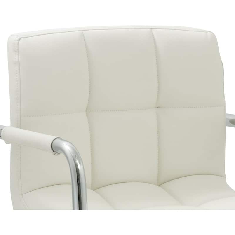 Contemporary Adjustable Swivel Arm Bar Stool - White with Cushion