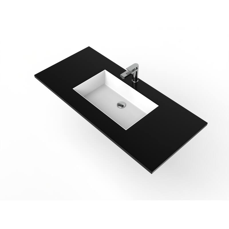 Serenity Solid-Surface Bathroom Vanity Top with Sink - 48" - Black