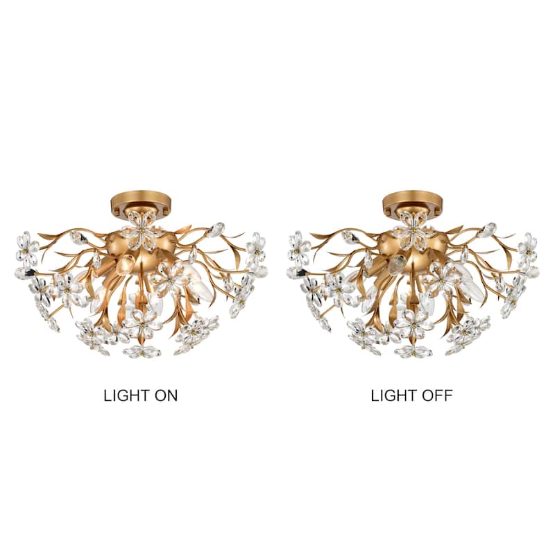 Silvia 6-Light Daisy Flower Crystal Glass Flush Mount