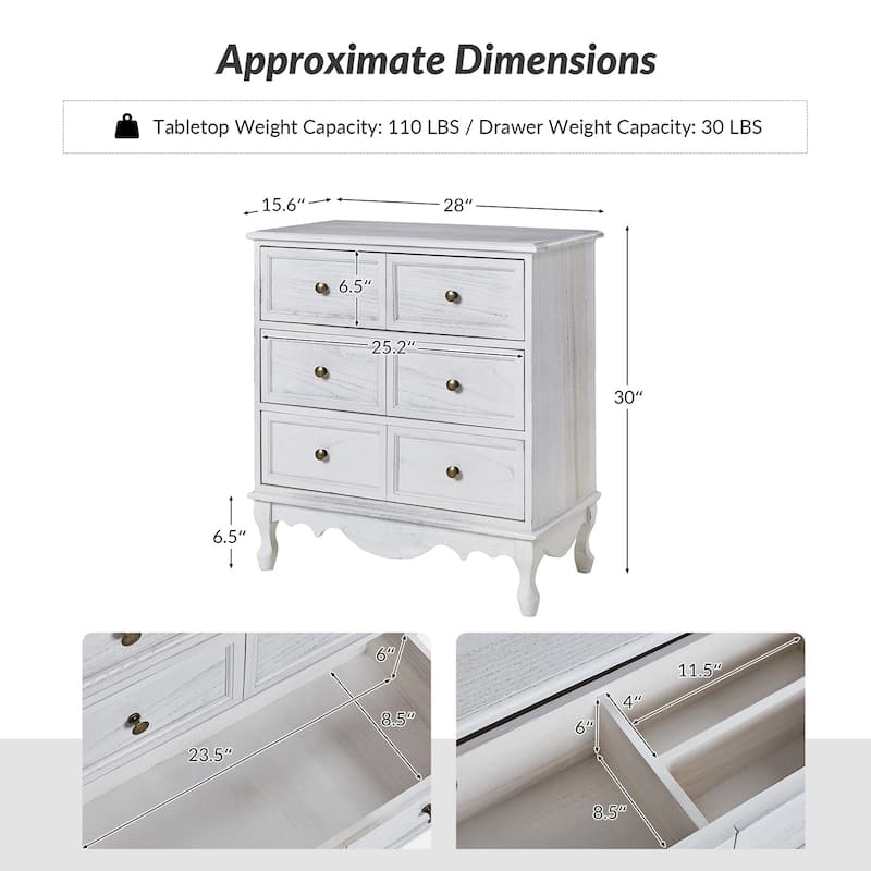Pallantium Farmhouse 30"Tall Distressed 3-Drawer Nightstand With Solid Wood Legs and Adjustable Feet by HULALA HOME