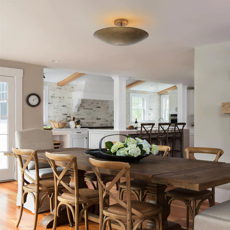 Vintage 4-Light Antique Brass Semi-Flush Mount Ceiling Light - Antique Brass - 17.7-in W x 7.5-in H