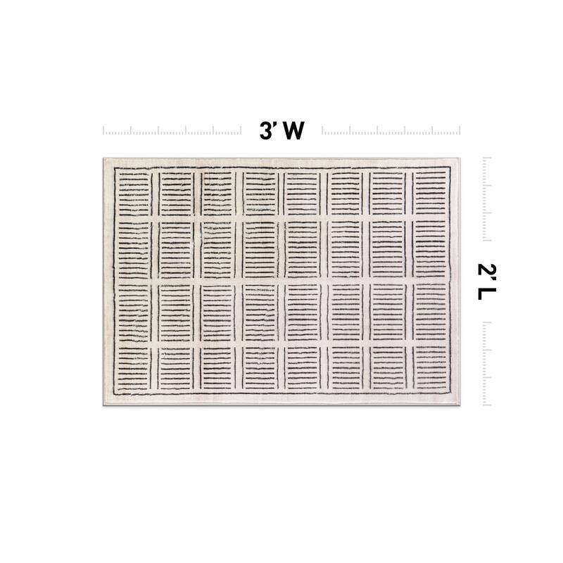 World Rug Gallery Bohemian Stripe Lines Washable Non Slip Area Rug