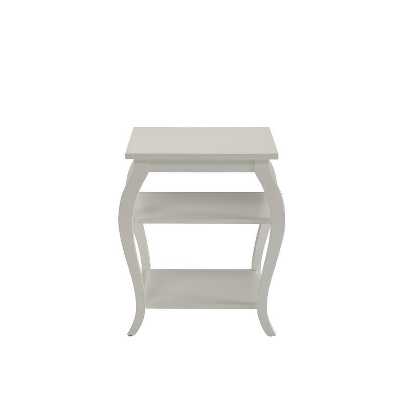 HomeRoots 23" Black Wood Bow Leg End Table With Two Shelves - 20" W x 18" D x 23" H