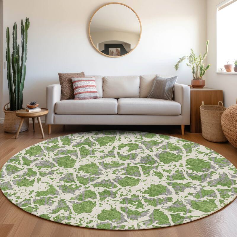 Premium Washable Super Soft Abstract Fusion Mayfield Rug - Green - 8' x 8'