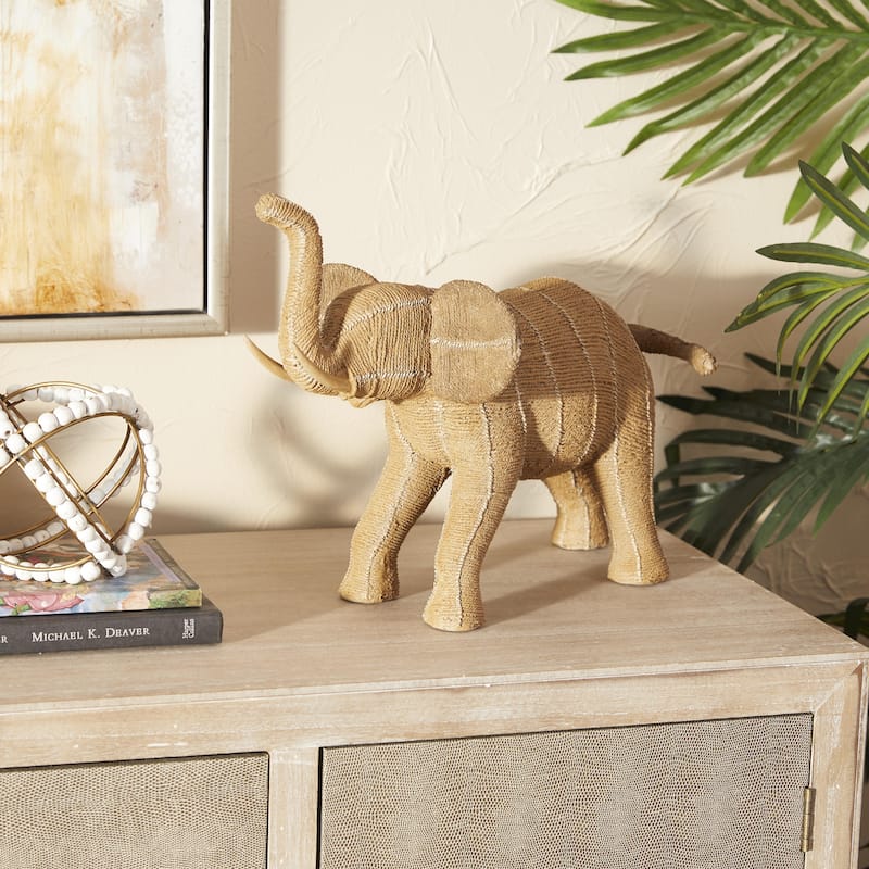 Polystone Elephant Decorative Sculpture - Beige - Roche River Decor