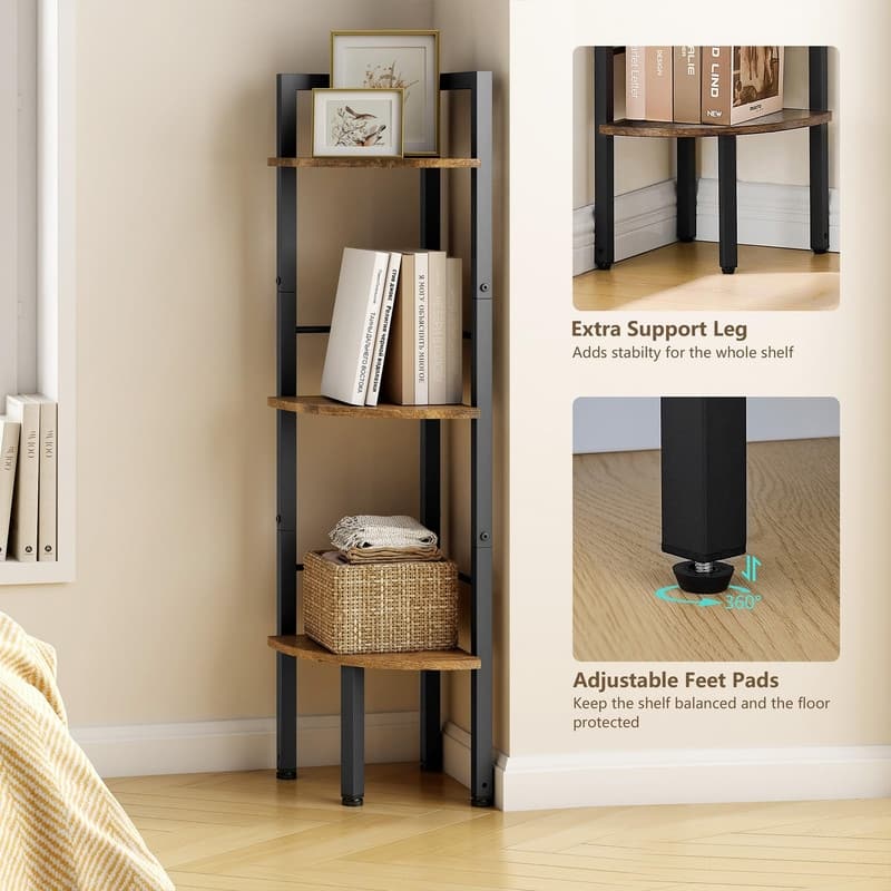 Small Corner Shelf Stand - 10.2"D x 10.2"W x 39.6"H