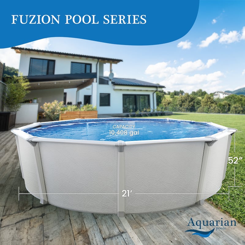 Aquarian Fuzion 21' x 52" Above Ground Swimming Pool Kit w/ Pump and Ladder