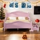 preview thumbnail 1 of 9, Full Size Platform Bed with Guardrails and Two Drawers,Kids Bed Design Pink