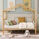preview thumbnail 45 of 65, Wood Playhouse Bed wSemi-enclosed Roof, Headboard, Footboard Storage Natural - Full