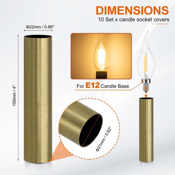 dimension image slide 30 of 102, Metal Chandelier Socket Sleeves Insulation Heat Shrinkable