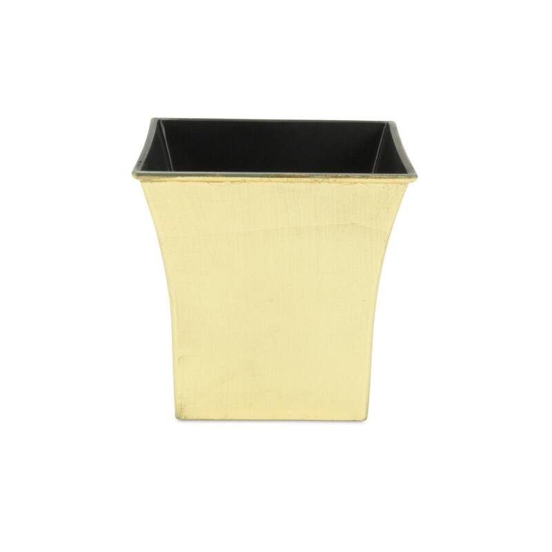 HomeRoots 7" Gold Recycled Plastic Indoor Outdoor Square Pot Planter